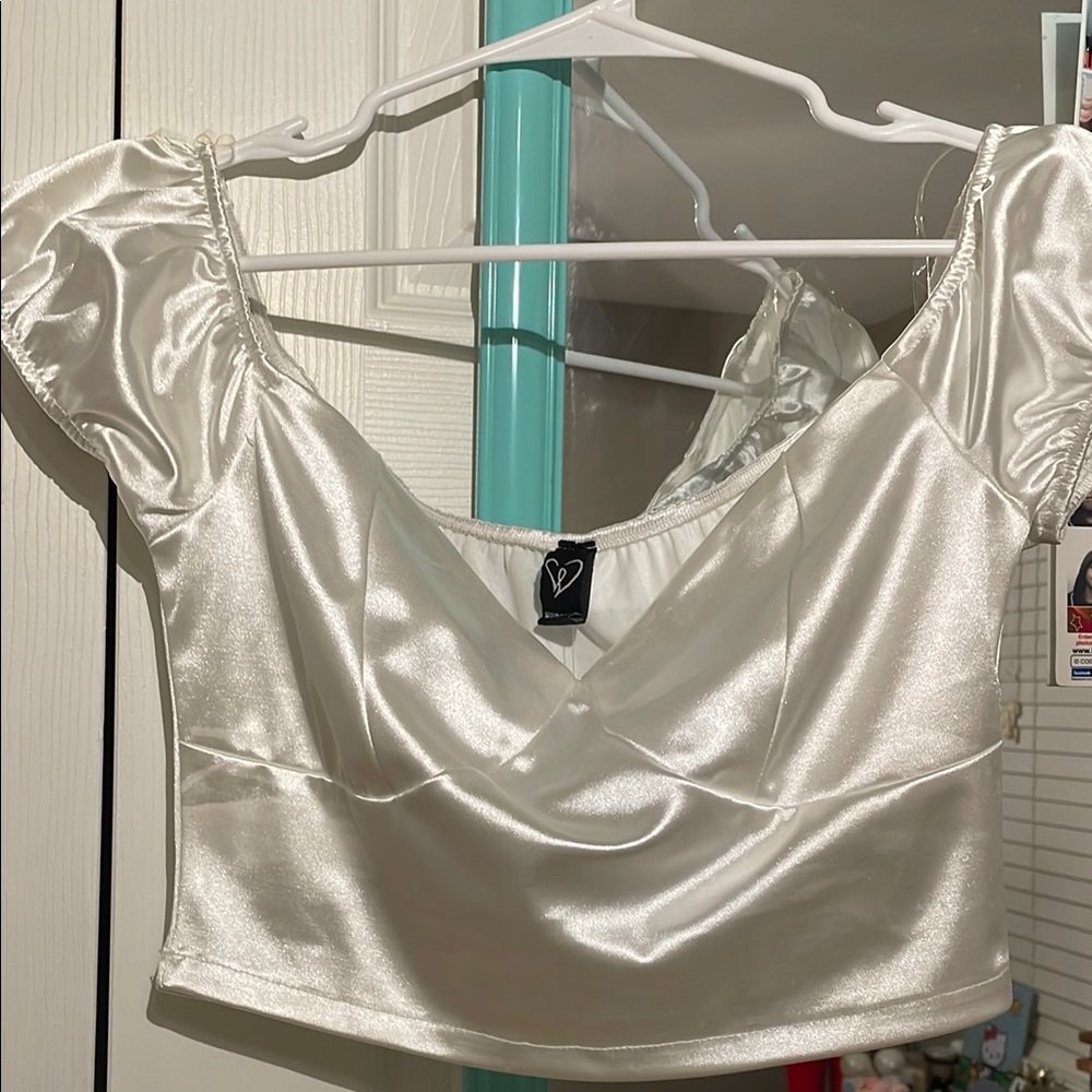 Elegant White Satin Women's Top
